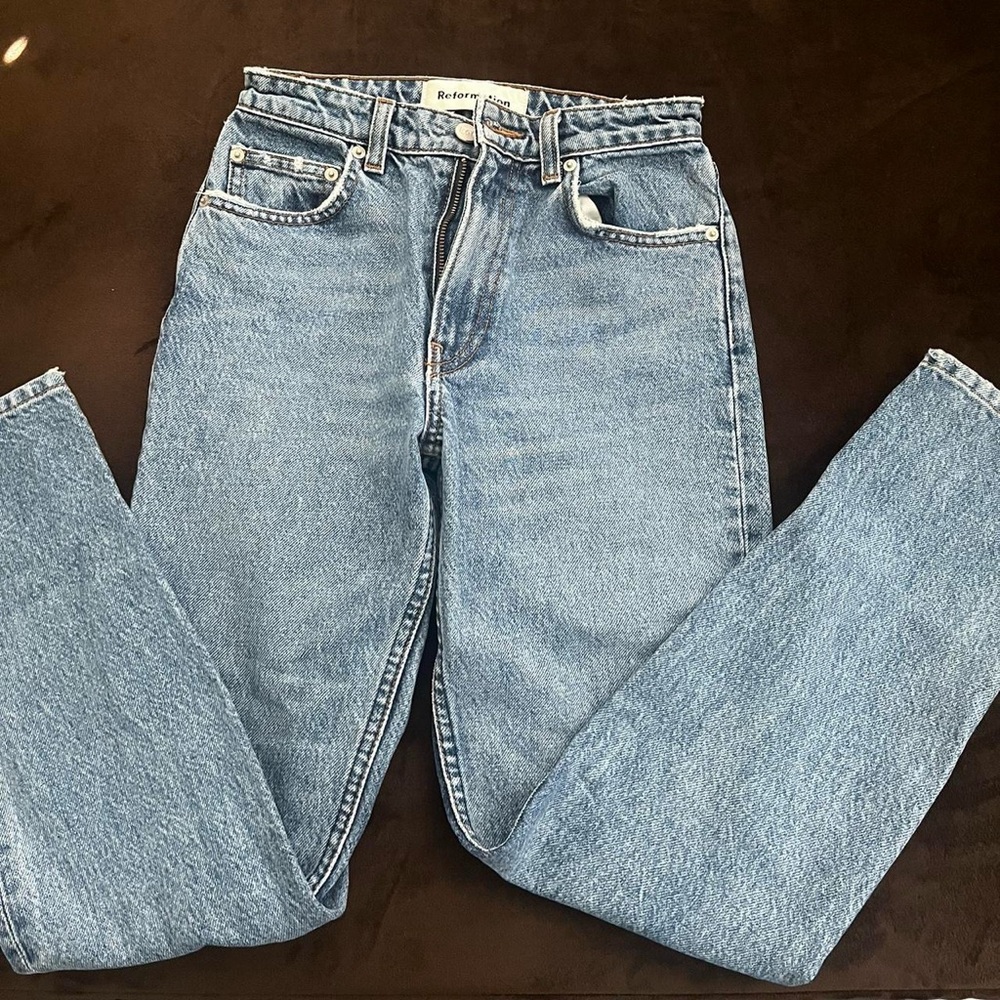 Reformation Light Blue Straight Leg Jeans - Picture 1 of 4